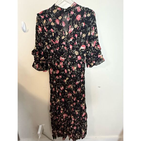 Christy Dawn Floral Roses Ruffle 3/4 Sleeve Modo Dress Small Flirty Cottagecore - Picture 2 of 5